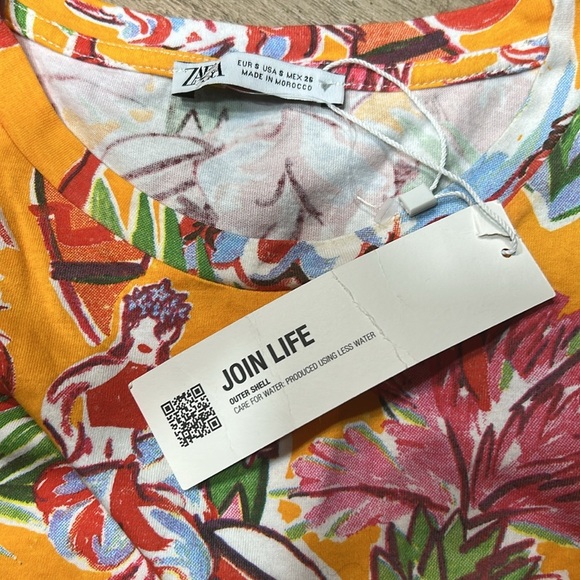 Zara bright & colorful tropical printed mini dress with side cut outs. Small. - Picture 5 of 5
